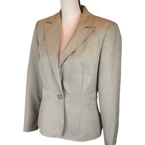 ATELIER One Button Stylish Feminine Neutral Color Blazer, Size 10